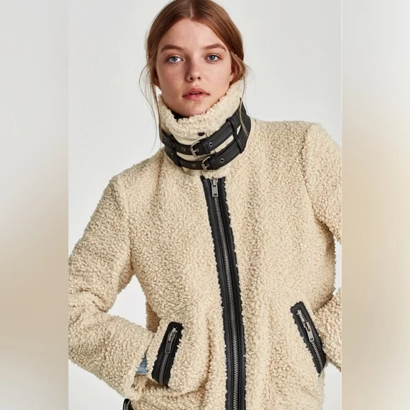 ❌SOLD❌Zara | Teddy And Faux Leather Zipper Jacket - Picture 4 of 13